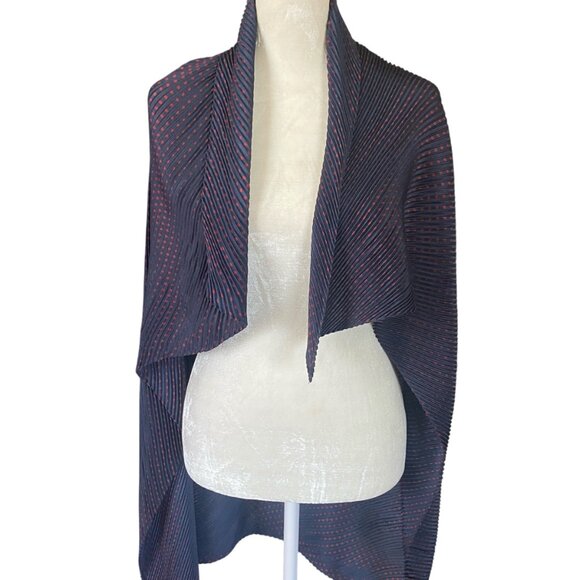 Women's blue with red polka dots square scarf wrap shawl 39" - Picture 5 of 5